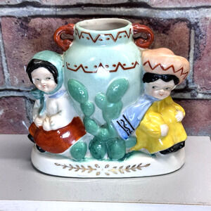 Vintage Planter Vase Southwestern Cactus Japan Ceramic‎ Kitschy 1950s Pioneer Co